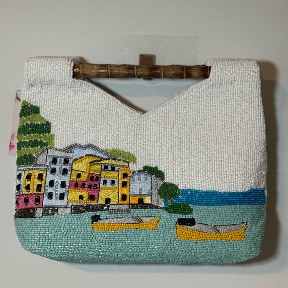 Portofino Beaded Bag with Wooden Handles - Picture 5 of 5